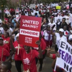 Police in Kenya hurl teargas at protesters against gender-based violence